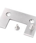 Soft Close Shower Door Hinges Set Stainless Steel 2 Pack 90 Degree Frameless Glass Clamp For 8 To 10mm Thick Glass Wall Mount Two Way Bathroom Hardware Rust Resistant close-up of metal plate with screws