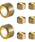 8 Pack Top Tier Recessed Lighting With Rock Solid Brass Trim And Super Bright 9W Directional Downlights showing brass finish and LED bulbs.