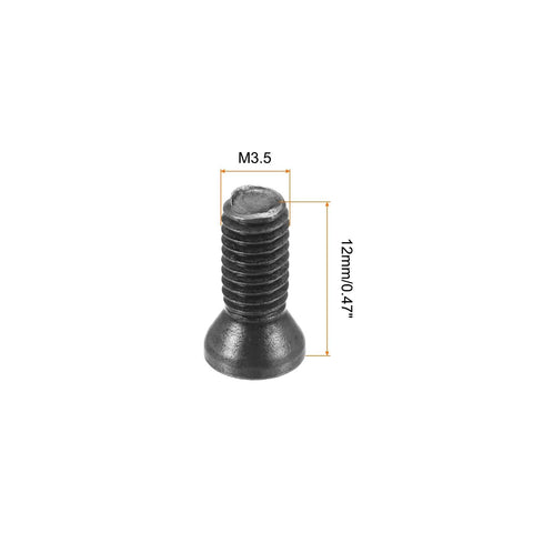 Close-up of 10 Pack M3.5 X 12mm Torx T15 Flat Countersunk Machine Screws, showcasing dimensions and detailed view.