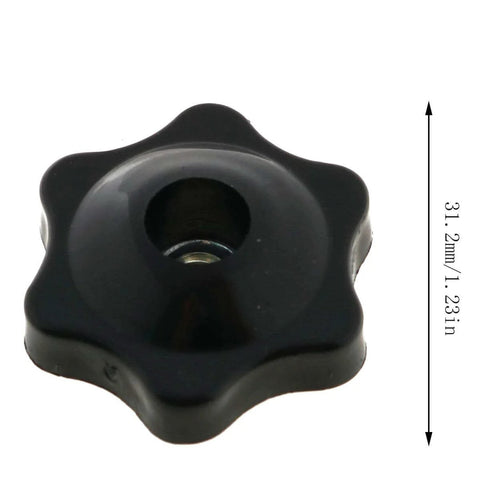 Six Pack 1/4 Inch Nylon Hex Head Thru Knobs For Clamping Jigs And Fixtures, Durable Black Nylon With Stainless Steel, side view