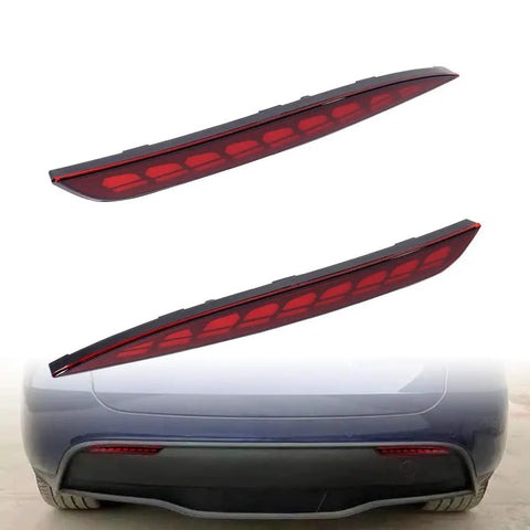 Slick All-In-One Rear Bumper Combo Lights For Tesla Model Y 2020-2023 featuring two red lamp units for seamless installation.