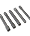 Heavy Duty Extra Deep Impact Socket Set With 12 Point Metric Design Perfect For Cylinder Head And Rear Bumper Bolt Removal Plus Portable Handle Snap Lock Mechanism For Quick Garage Jobs, five deep metric sockets