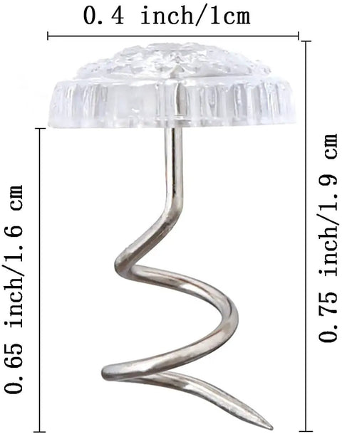 Heavy Twist Anchors For Bedskirts And Slipcovers with a clear plastic top, 0.4 inch wide, steel shaft design for secure bedding.