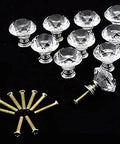 100 Pack Clear Acrylic Cabinet Handles With Zinc Alloy Base 30mm Crystal Drawer Pulls featured with screws for kitchen cabinets.