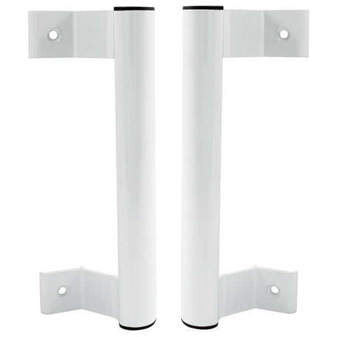 Two Pack 8 Inch Aluminum Sliding Door Handles For Glass Doors White Includes Four Mounting Screws Fits Six And Five Eighths Inch Mounting Holes