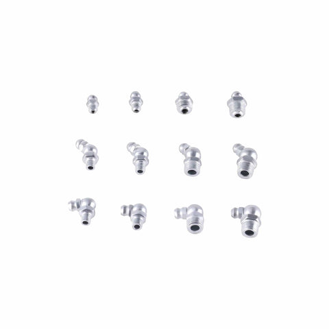 Grease Fittings Kit 400 Piece SAE And Metric Nipple Set With Straight 90 Degree And 45 Degree Angled Zerks including zinc-plated fittings