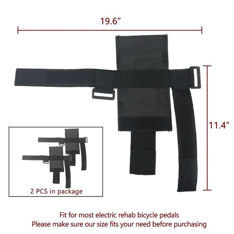 Under Desk Bike Pedal Straps for Secure Footing, No Slip Foot Braces to Keep Feet Locked In, dimensions shown
