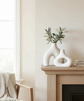 Donut Vase Set Of 2 White Ceramic Vases Large Nordic Minimalist Hollow Centerpieces For Living Room Table Office Wedding Decor
