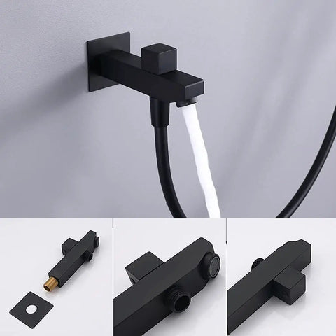Slick Wall Mounted Digital Display Led Black Shower System Featuring 4 Function Pressurized Waterfall Rain Mode And Handheld Sprayer Hydropower Temp Gauge Tub Spout Heavy Duty Stainless Steel Solid Build Easy Peasy Install showing black wall-mounted spout with water flow.