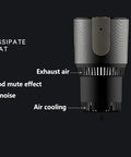 Portable Electric Beverage Warmer And Cooler Quiet Office Desk Cup Heater Chiller for cooling, showing air cooling and exhaust feature.