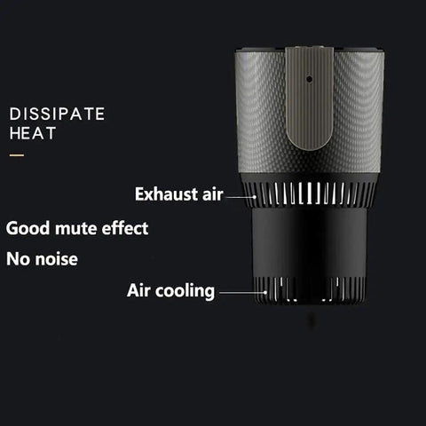 Portable Electric Beverage Warmer And Cooler Quiet Office Desk Cup Heater Chiller for cooling, showing air cooling and exhaust feature.