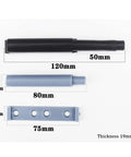 Dimensions of Magnetic Touch Cabinet Catch Set With Dampers For Soft Open Close 3 Piece Gray Kit, showing lengths and thickness