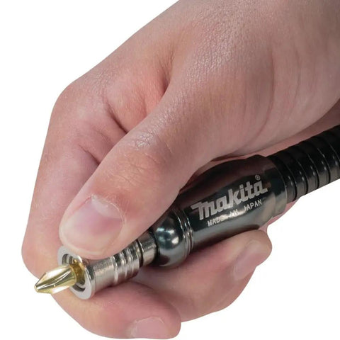 Hand holding Flexible Impact Bit Holder 12 Inch Built For High Torque Driving Reaches Deep In Tight Spots With Beefy Steel Magnetic Quick Change