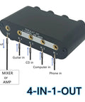 Pocket Sized 4 Way Stereo Audio Mixer Dope Compact Passive Box With Independent Channel Volume Knobs For Each Input 1 Output