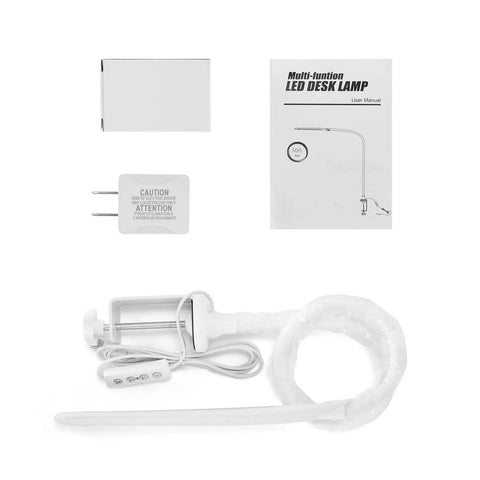 LED Desk Lamp With Clamp For Home Office White USB Port Desk Light Eye Caring Dimmable Task Lamp with accessories