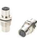 D Code M12 4 Pin Bulkhead Connector Beefy Shielded IP67 Female To Female Panel Mount Pack Of Two for Profinet EtherCAT Modbus TCP