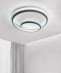 LED Flush Mount Ceiling Light Lit 12 Inch Round 48W 6000K Cool White Modern Fixture For Kitchen Living Room Bedroom Black Finish Wraparound Circular Design For Bright Sleek Illumination