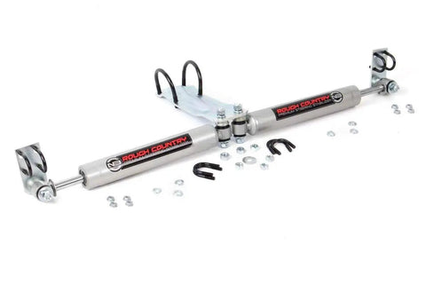 N3 Dual Steering Stabilizer For 1969 To 1987 Chevy And GMC C10 And K10 Trucks with mounting hardware on white background.