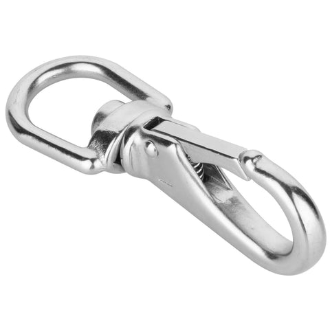 Swivel eye snap hook, stainless steel, 3/4-inch, close-up view