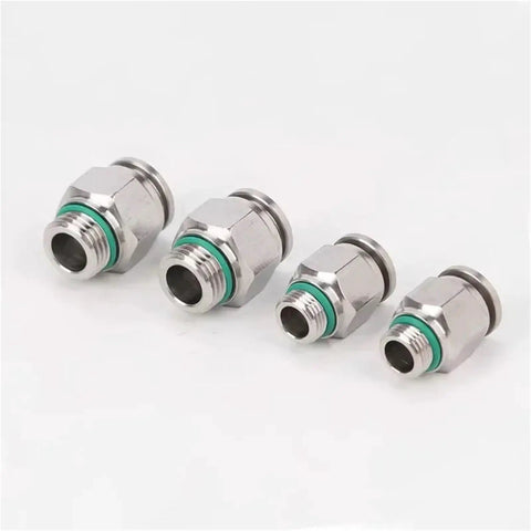 Close-up of 50Pcs Pneumatic Hose Fittings Must-Have Kit With 304 Stainless Steel Quick Release Air Tube Connectors, M5 to 1/2 inch sizes