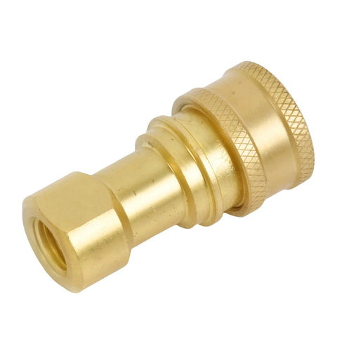 Brass 1/4 in NPTF hydraulic nipple adapter with knurled end, high-pressure fittings; Parker 60 Series compatible