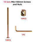 19 Pack M6 X 100mm Bolts And Nuts Hardware Kit For Furniture Repair And Assembly Includes Wrench Durable Galvanized Steel Fasteners