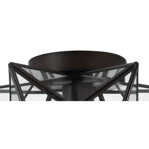 Top angle of Slick 12 Inch Nickel Moravian Star LED Flush Mount Ceiling Light With Clear Glass Shade Geometric Iron Lantern