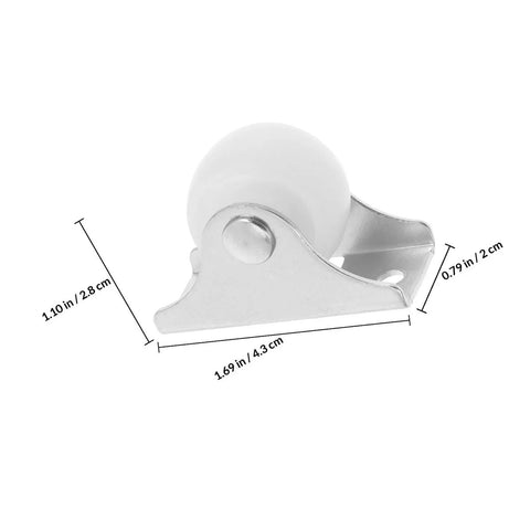 Four Piece Fixed Caster Wheels For Furniture And Cabinets, Durable Non Swivel Polypropylene Rollers, side view with dimensions.