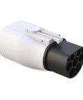 Heavy Duty Type Two To Type One Electric Charger Adapter SAE J1772 Converter with splash proof housing, close-up view.