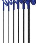14 Piece Cushion Grip Hex T Key Set Inch And Metric Allen Wrenches 9 Inch Arm Made In USA with long black shafts, blue grips
