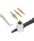 Double Head Nibbler Cutter With Cobalt Step Drill Bits, Aluminum Alloy Metal Cutting Attachment For Electric Drill components setup.
