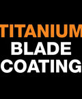 Titanium Nitride No 8 Shop Snip, 8 Inch Heavy Duty Cutting Tool With Serrated Blades, orange text 'Titanium Blade Coating'