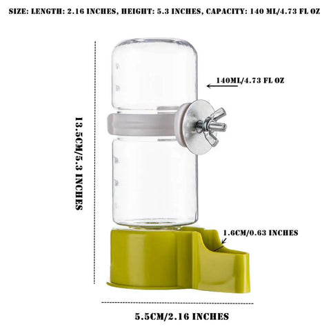 Hang Up This Gravity Fed Bird Water Feeder To Keep Your Feathered Pals Quenched On Autopilot With A Spill Proof Cage Mount Dispenser For Fresh Water Blue, showing dimensions of 2.16x5.3 inches.