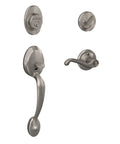 Plymouth Front Entry Handleset With Flair Lever And One Sided Keyed Deadbolt Satin Nickel Finish Built Tough Exterior Door Lockset