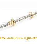 Level Up Your Setup With This Heavy Duty 304 Stainless Steel T25 Trapezoidal Lead Screw And Copper Nut 25Mm Od 5Mm Pitch Right Left Ends Rock Solid Smooth Sliding For Stepper Motors And 3D Printers, featuring lead screw and copper nut.