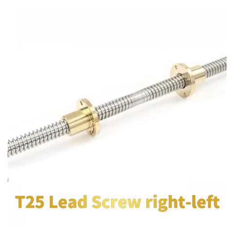 Level Up Your Setup With This Heavy Duty 304 Stainless Steel T25 Trapezoidal Lead Screw And Copper Nut 25Mm Od 5Mm Pitch Right Left Ends Rock Solid Smooth Sliding For Stepper Motors And 3D Printers, featuring lead screw and copper nut.