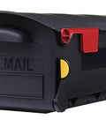 Patriot Large Capacity Rust Proof Plastic Post Mount Mailbox in Black With Wide Opening, Fully Assembled, Weatherproof, Mail Indicator Flag