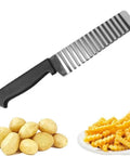 Fyigoto stainless steel crinkle potato slicer knife with black handle for wavy fries