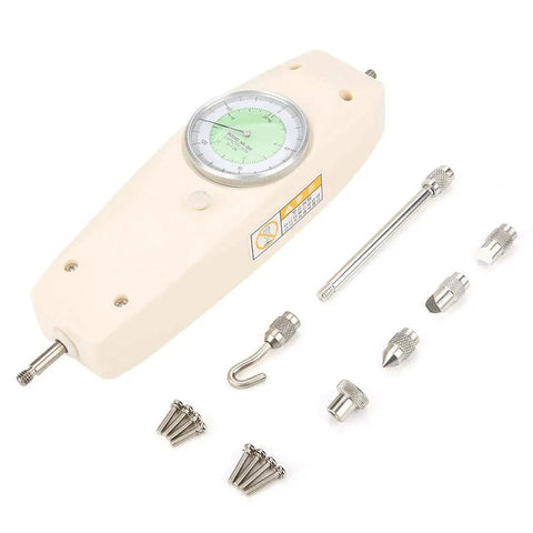 200N Push Pull Force Gauge Dynamometer Kit Analog Dial Meter Handy for Mechanical Force Testing NK 200 Style Push Pull Tester Durable ABS Shell Easy Read Tension and Compression Meter, ABS case with accessories