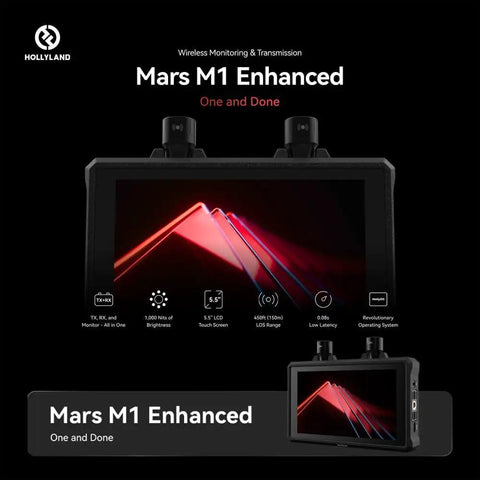 Hollyland Mars M1 Wireless Video Transmission Kit With 4K HDMI SDI Remote Monitor and 450ft Long Range Pro Production Bundle display with touchscreen
