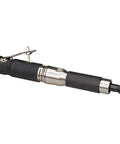 Industrial 0.7 Hp Straight Line Extension Die Grinder With Steel Housing For Welding Fabrication And Foundry Tasks, side view showing lever and steel tip.