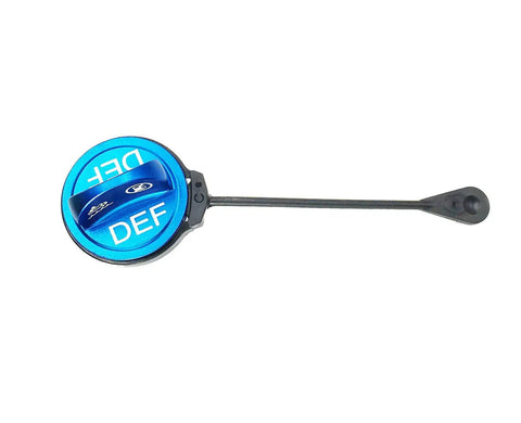 Blue DEF cap from Dodge Ram 2019 To 2025 Green Aluminum Magnetic Diesel Fuel Cap With DEF Cap Magnetic Fuel Tank Cap With Built In Magnet Easy Install And Secure Seal For Diesel Filler kit