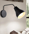 Modern Iron Shade Angle Adjustable Wall Sconces Comes with Switch Easy Wall Light for Study Bedroom Living Room Wall Lighting Fixture Modern Chandeliers (Black) mounted against a wall.