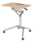 Straight Up Height Adjustable Rolling Desk With No Sweat Gas Spring Lift And Smooth Glide Casters Roll Anywhere In Your Space For Ultimate Sit To Stand Setup, 71.5 x 47.5 cm, aluminum alloy frame.