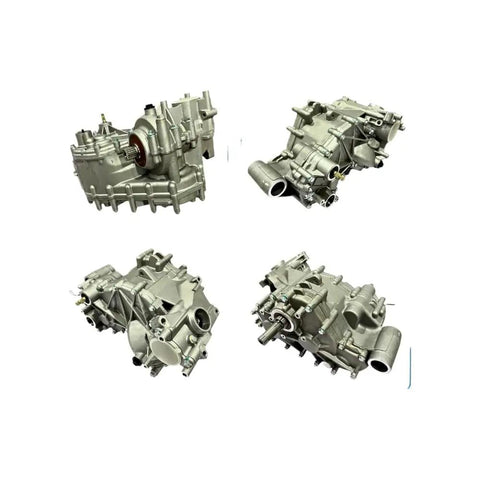 Top Shelf Transmission Gearbox For 1000 And 800 Series Tractors 2013 2014 image showing four angles of a direct fit gearbox.