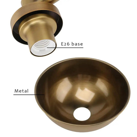 E26 base and brass metal bowl shade of Two Light Semi Flush Mount Ceiling Fixture With Industrial Metal Shade Vintage Inspired Modern Style Lighting For Living Room Hallway Loft Kitchen And Bathroom Close To Ceiling Mount Easy Install