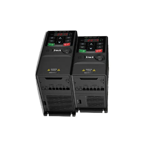 GD20 Series VFD Inverter Open Loop Vector Control Drive For Industrial Motors Built Tough With 7R5G-4 011G-4 And 015G-4 Modules Including CPLD Inverter Tech For Reliable, Heavy Duty Performance, shown with two black units
