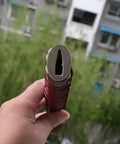 Close-up of top view of Dope Japanese Samurai Katana Tsuka Handle Ten Point Two Inch DIY Replacement with alloy fittings.