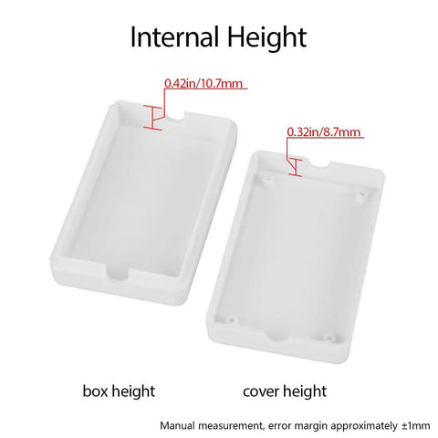 5 Pack Small ABS Plastic Project Box For Electronics DIYers White Durable Drillable Mini Electrical Project Boxes 2.36 x 1.42 x 0.67 Inch opened showing internal dimensions