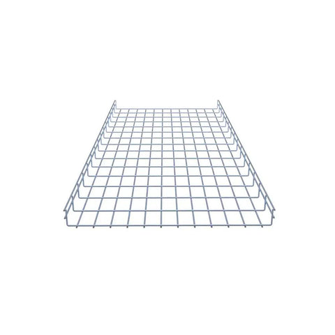 Heavy Duty Wire Mesh Cable Tray Set In Electro Zinc Plated Silver Steel front view for cable management, 1.97 x 23.63 x 59.06 inch